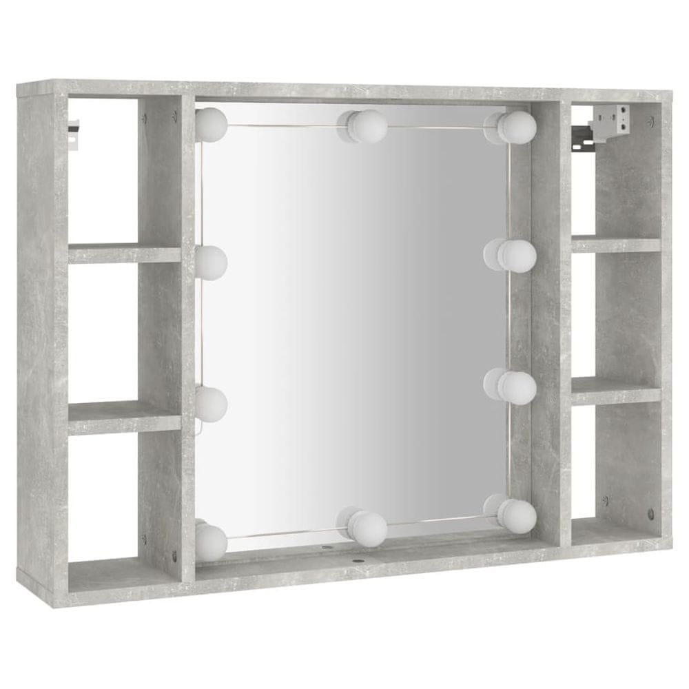 Vidaxl Zrkadlová skrinka s LED betónová sivá 76x15x55 cm
